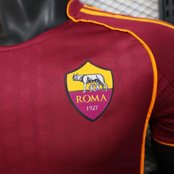 with Sponor Logo Player Version 2025-2026 As Roma Home Soccer Jersey Football Shirt
