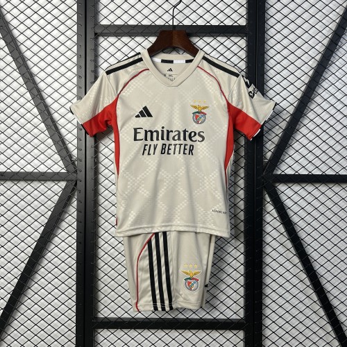 Youth Uniform Kids Kit 2025-2026 Benfica Away Soccer Jersey Shorts Child Football Set