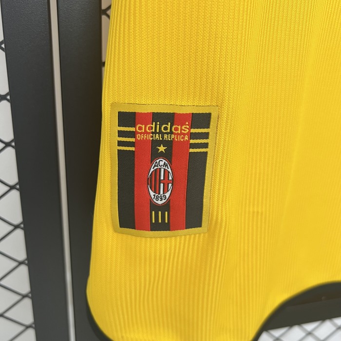 Retro Jersey 1999-2000 AC Milan Away Yellow Soccer Jersey Vintage Football Shirt