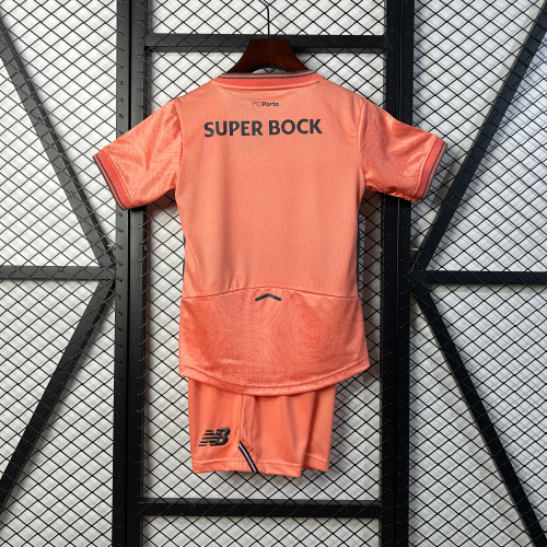 Youth Uniform Kids Kit 2025-2026 Porto Away Pink Soccer Jersey Shorts Child Football Set