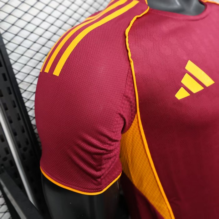 with Sponor Logo Player Version 2025-2026 As Roma Home Soccer Jersey Football Shirt