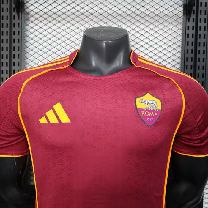 with Sponor Logo Player Version 2025-2026 As Roma Home Soccer Jersey Football Shirt