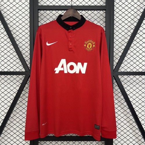 Long Sleeve Retro Jersey 2013-2014 Manchester United Home Soccer Jersey Vintage Football Shirt