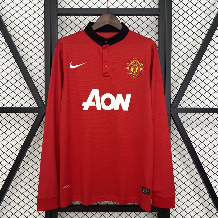 Long Sleeve Retro Jersey 2013-2014 Manchester United Home Soccer Jersey Vintage Football Shirt