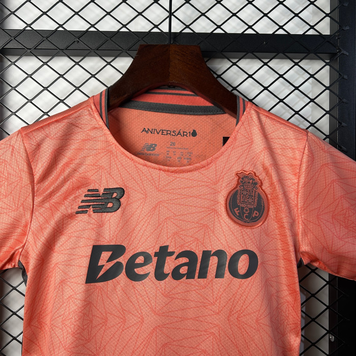 Youth Uniform Kids Kit 2025-2026 Porto Away Pink Soccer Jersey Shorts Child Football Set