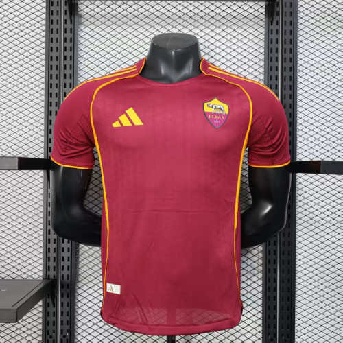 with Sponor Logo Player Version 2025-2026 As Roma Home Soccer Jersey Football Shirt