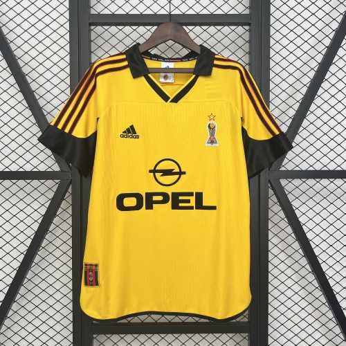 Retro Jersey 1999-2000 AC Milan Away Yellow Soccer Jersey Vintage Football Shirt