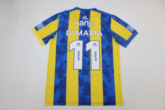 with All Sponor Logos Fans Version 2025-2026 Club Atlético Rosario Central Di Maria 11 Home Soccer Jersey