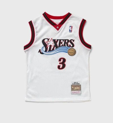 Mitchell&ness 2000-01 Philadelphia 76ers Basketball Shirt 3 IVERSON White Classic NBA Jersey