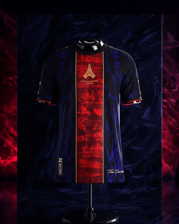 Fans Version 2025-2026 PSG Champions 25 Blue/Red Soccer Jersey Paris Football Maillot