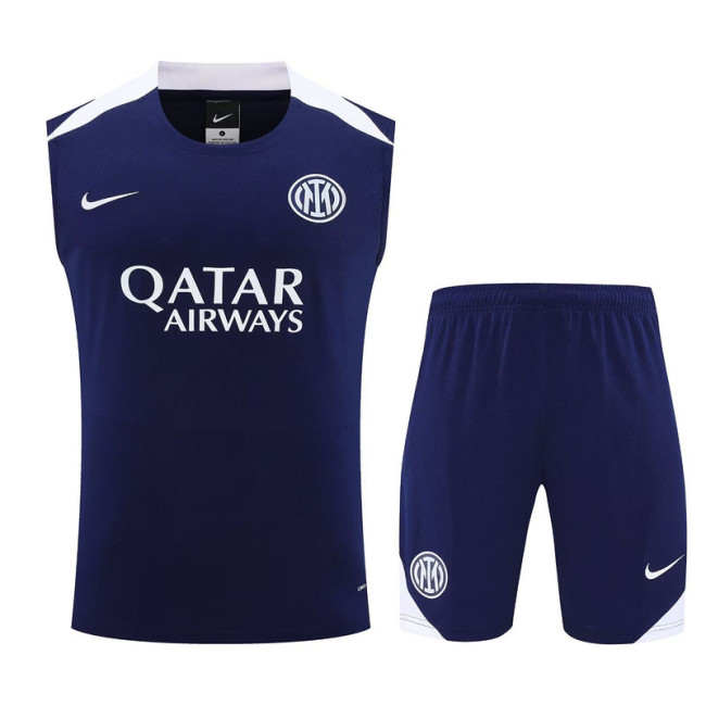 Adult Uniform 2025-2026 Inter Milan Dark Blue Soccer Training Vest and Shorts Football Set