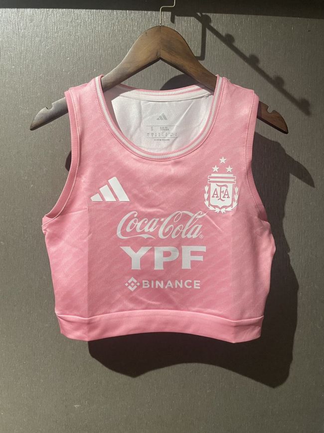 Women 2025-2026 Argentina Pink Soccer Yoga Vest Girl Football Jersey