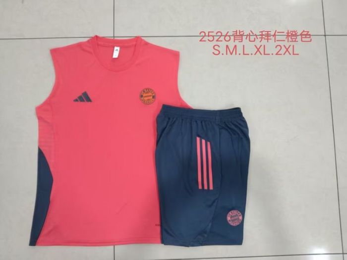 Adult Uniform 2025-2026 Bayern Munich Pink Soccer Training Vest and Shorts Football Set