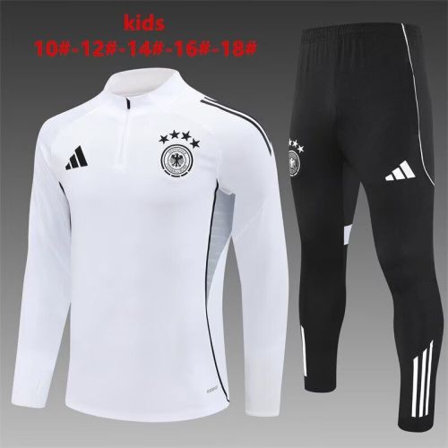 Youth 2025-2026 Germany White Soccer Training Sweater and Pants Football Kit