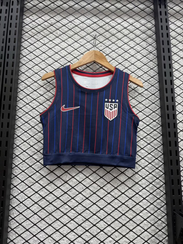 Women 2025-2026 USA Away Soccer Yoga Vest Girl Football Jersey