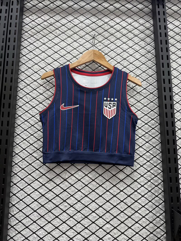 Women 2025-2026 USA Away Soccer Yoga Vest Girl Football Jersey