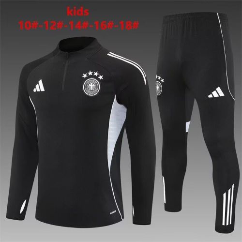 Youth 2025-2026 Germany Black Soccer Training Sweater and Pants Football Kit