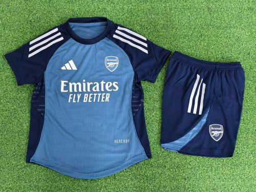 Player Version Youth Uniform Kids Kit Arsenal 2025-2026 Blue Soccer Training Jersey Shorts Child Football Set