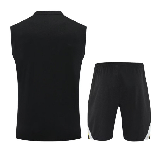Adult Uniform 2025-2026 Real Madrid Black Soccer Training Vest and Shorts Football Set