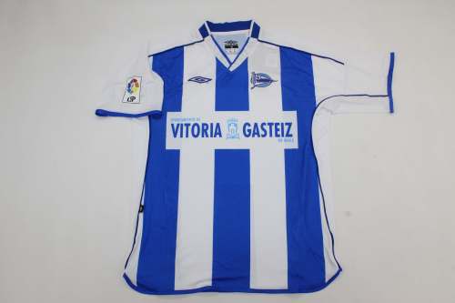 with LALIGA Patch Retro Jersey 2003-2004 Deportivo Alaves Home Soccer Jersey Vintage Football Shirt