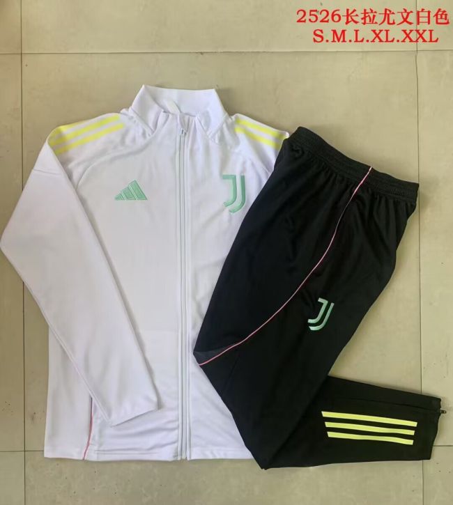 Adult 2025-2026 Juventus White Soccer Jacket and Long pants Football Tracksuit
