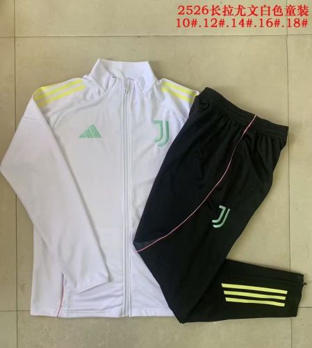 Youth 2025-2026 Juventus White Soccer Training Jacket Football Jacket and Pants