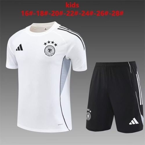 Youth Uniform Kids Kit 2025-2026 Germany White Soccer Training Jersey Shorts Child Football Set
