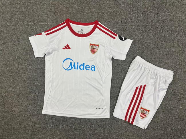 with Sponor Logo Adult Uniform 2025-2026 Sevilla Home Soccer Jersey Shorts Men's Football Kit