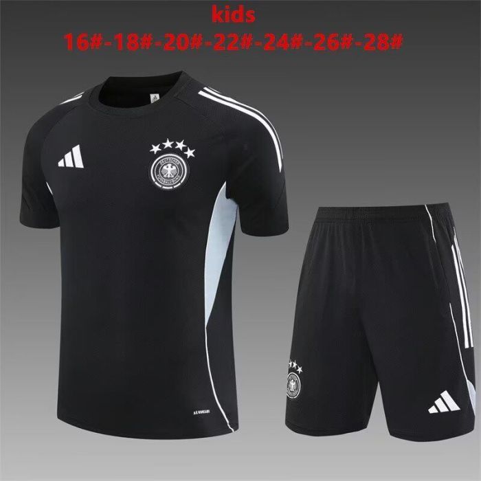 Youth Uniform Kids Kit 2025-2026 Germany Black Soccer Training Jersey Shorts Child Football Set
