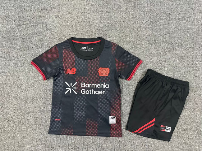 Youth Uniform 2025-2026 Bayer 04 Leverkusen Home Soccer Jersey Shorts Football Kit