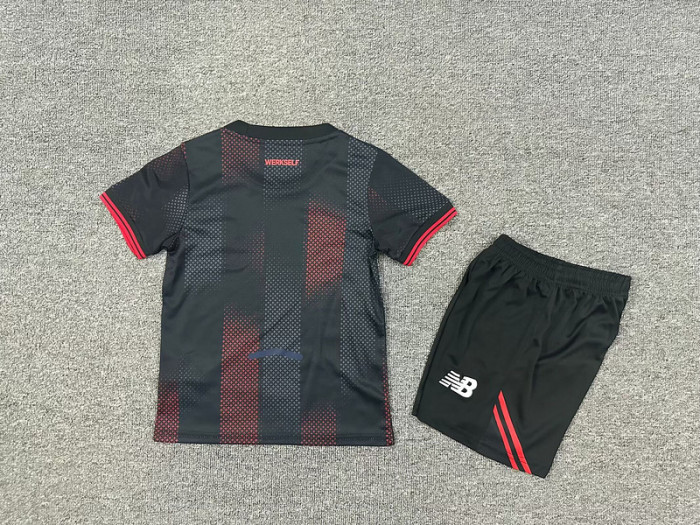 Youth Uniform 2025-2026 Bayer 04 Leverkusen Home Soccer Jersey Shorts Football Kit