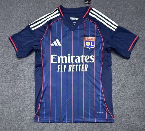 Fan Version 2025-2026 Lyon Away Dark Blue Soccer Jersey Olympique Lyonnais Football Shirt