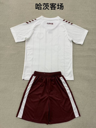 Youth Uniform Kids Kit Heart of Midlothian 2025-2026 Away White Soccer Jersey Shorts Child Football Set