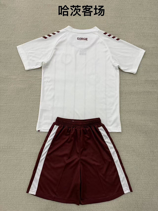 Youth Uniform Kids Kit Heart of Midlothian 2025-2026 Away White Soccer Jersey Shorts Child Football Set