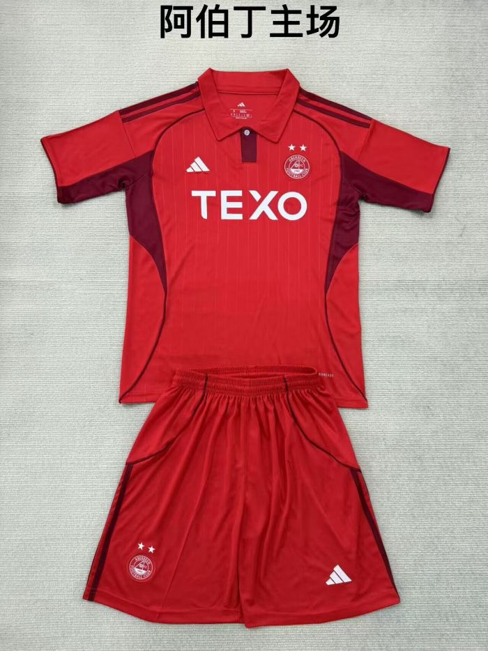 Youth Uniform Kids Kit 2025-2026 Aberdeen Home Soccer Jersey Shorts Child Football Set