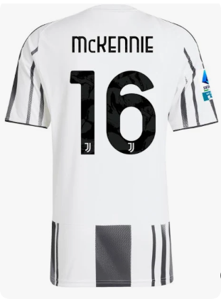 with Sponor Logo+Serie A Patch Maillot Juve Shirt Fans Version 2025-2026 Juventus McKENNIE 16 Home Soccer Jersey Football Shirt