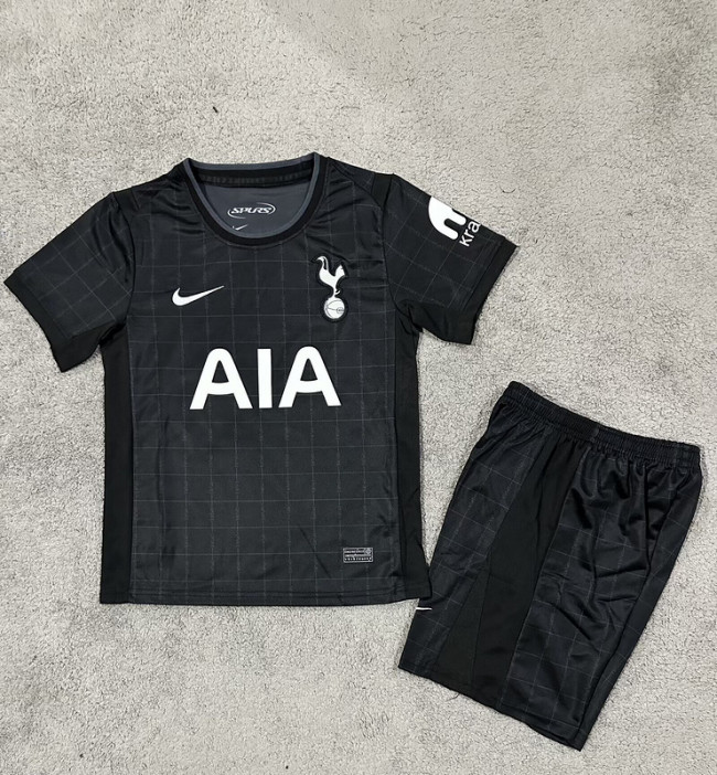 with Sponor Logo Youth Uniform Kids Kit TOT 2025-2026 Away Black Soccer Jersey Shorts Child Football Set