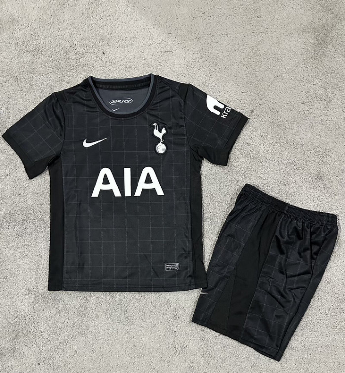 with Sponor Logo Youth Uniform Kids Kit TOT 2025-2026 Away Black Soccer Jersey Shorts Child Football Set