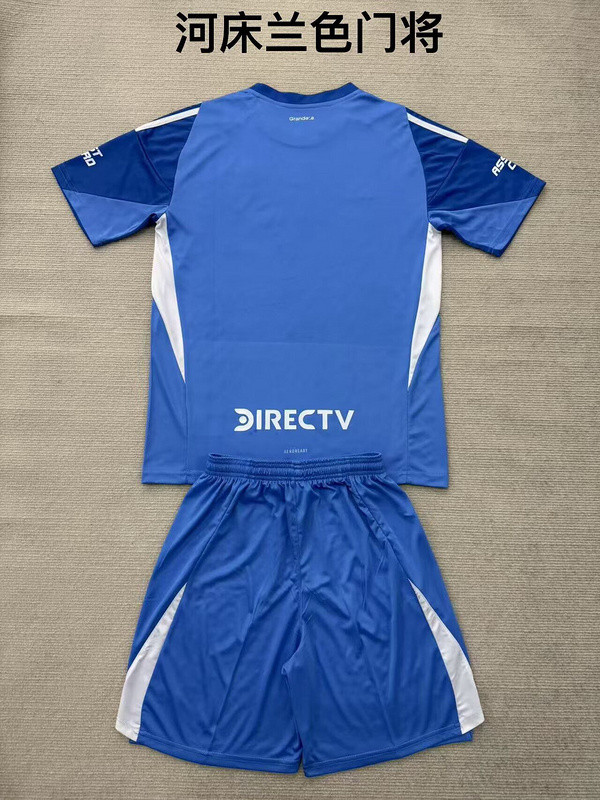 Youth Uniform Kids Kit 2025-2026 River Plate Blue Goalkeeper Soccer Jersey Shorts Child Football Set