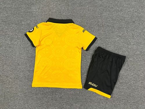 Youth Uniform Kids Kit 2025-2026 Wolverhampton Wanderers Home Soccer Jersey Shorts Wolves Child Wolves Football Set