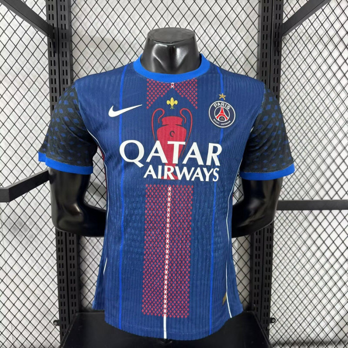 Player Version 2025-2026 PSG Blue/Red Special Version Soccer Jersey Paris Football Maillot