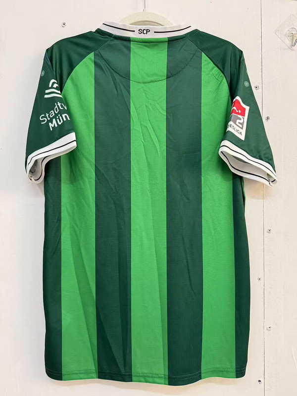 with Bundesliga Patch Fan Version 2025-2026 Preußen Münster Home Soccer Jersey Football Shirt
