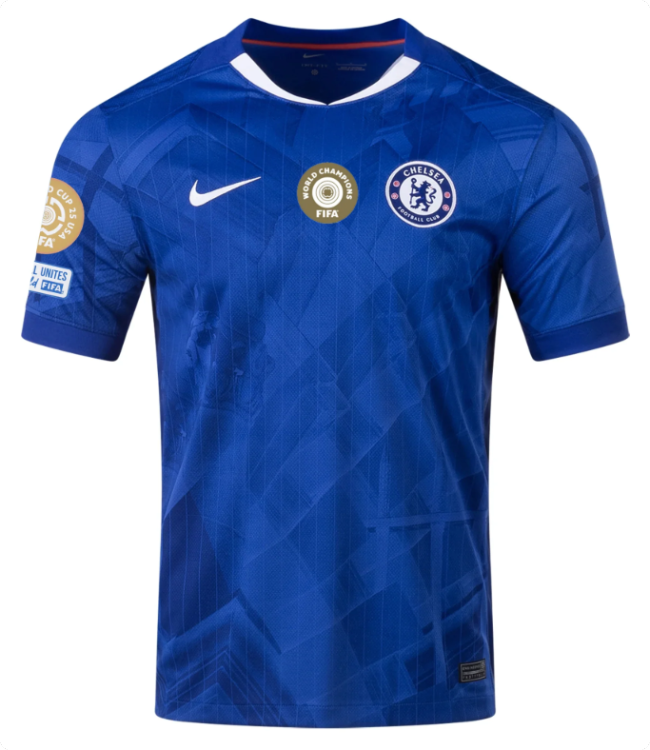 with Club World Cup Champions+Club World Cup+Football Unites the World FIFA Badge Fan Version 2025-2026 Chelsea Home Soccer Jersey Football Shirt