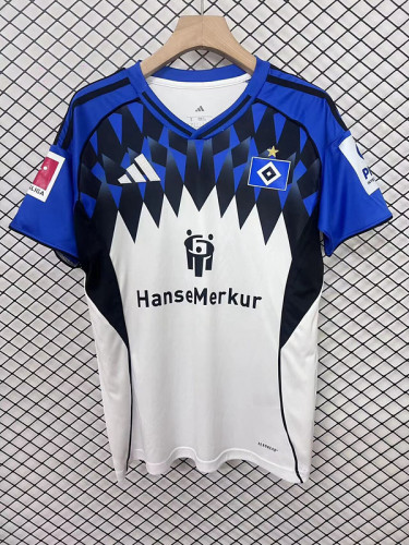 with Bundesliga Patch Fan Version 2025-2026 Hamburg Home Soccer Jersey Hamburger Football Shirt