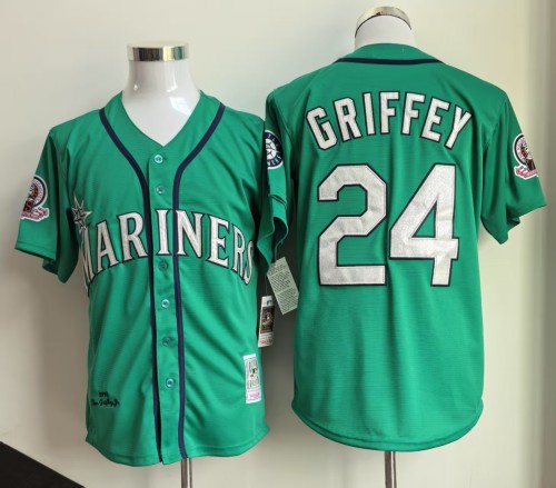 Seattle Mariners 24 GRIFFEY Green MLB Jersey Baseball Shirt