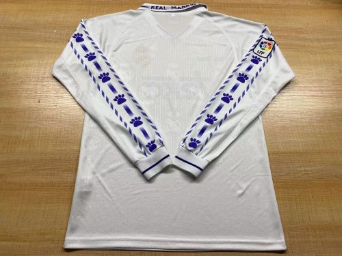 Long Sleeve Retro Jersey 1996-1997 Real Madrid Home Soccer Jersey Vintage Real Football Shirt