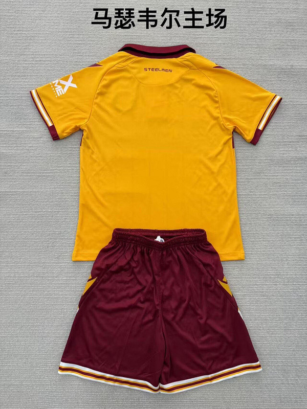 Youth Uniform Kids Kit 2025-2026 Motherwell Home Soccer Jersey Shorts Child Football Set