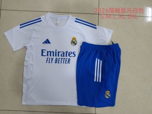 Adult Uniform 2025-2026 Real Madrid White/Blue Soccer Training Jersey and Shorts Football Kits