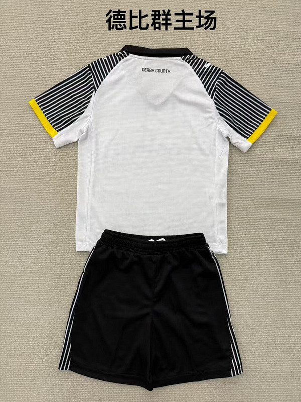 Youth Uniform Kids Kit 2025-2026 Derby County Home Soccer Jersey Shorts Child Football Set