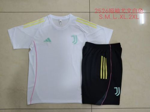 Adult Uniform 2025-2026 Juventus White Soccer Training Jersey and Shorts Football Kits